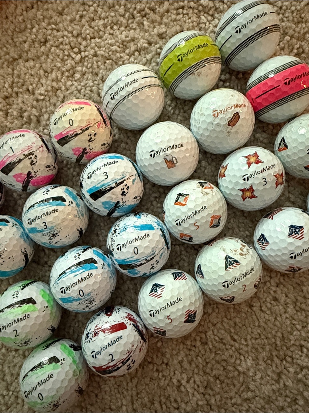 24 Taylor Made Patterned Golf Balls
